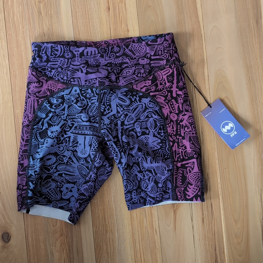NWT Janji Groundwork Pace Shorts Batik Purple Women's XS Running Bike Workout 7"